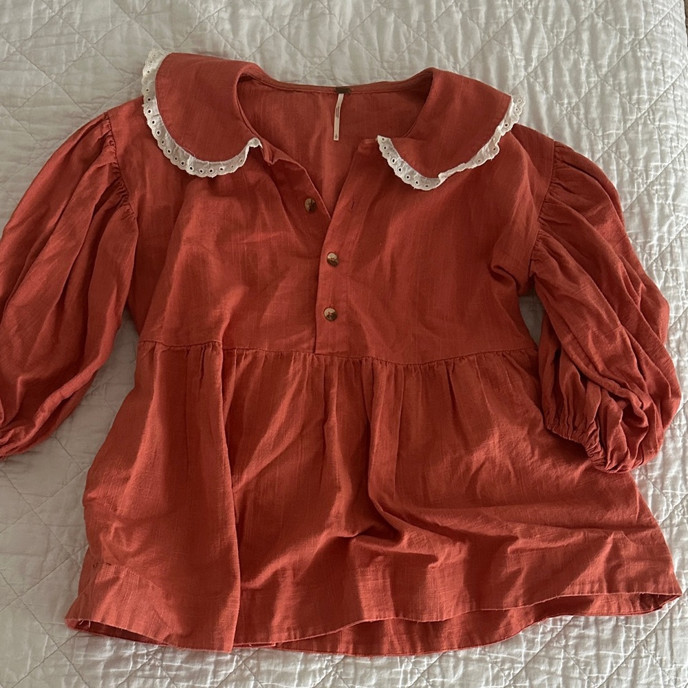 Free People Rust Orange Set with Lace Trim - Picture 4 of 9